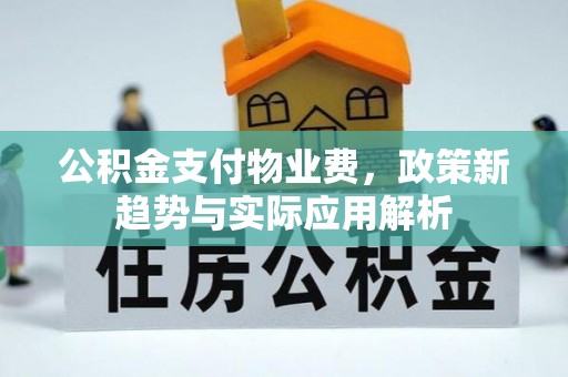 睢宁公积金支付物业费，政策新趋势与实际应用解析